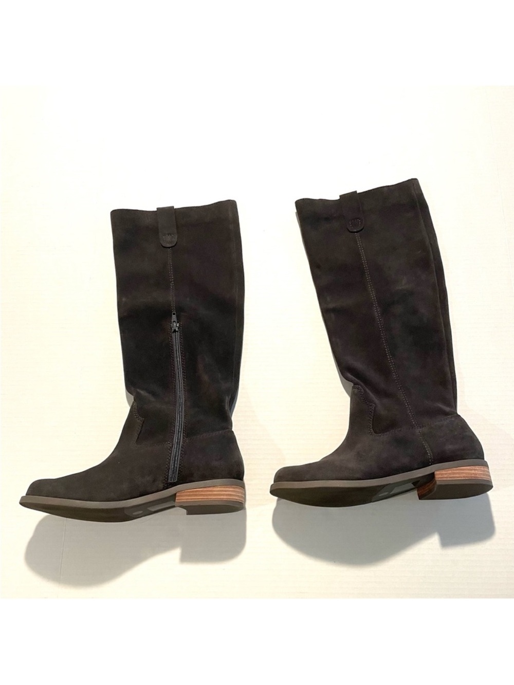 Sole Society Tall‎ Boots Suede Leather Gray Brown Riding Zipper Women’s Size 8.5
